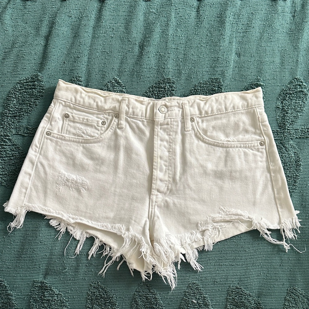 Agolde white distressed denim shorts 29